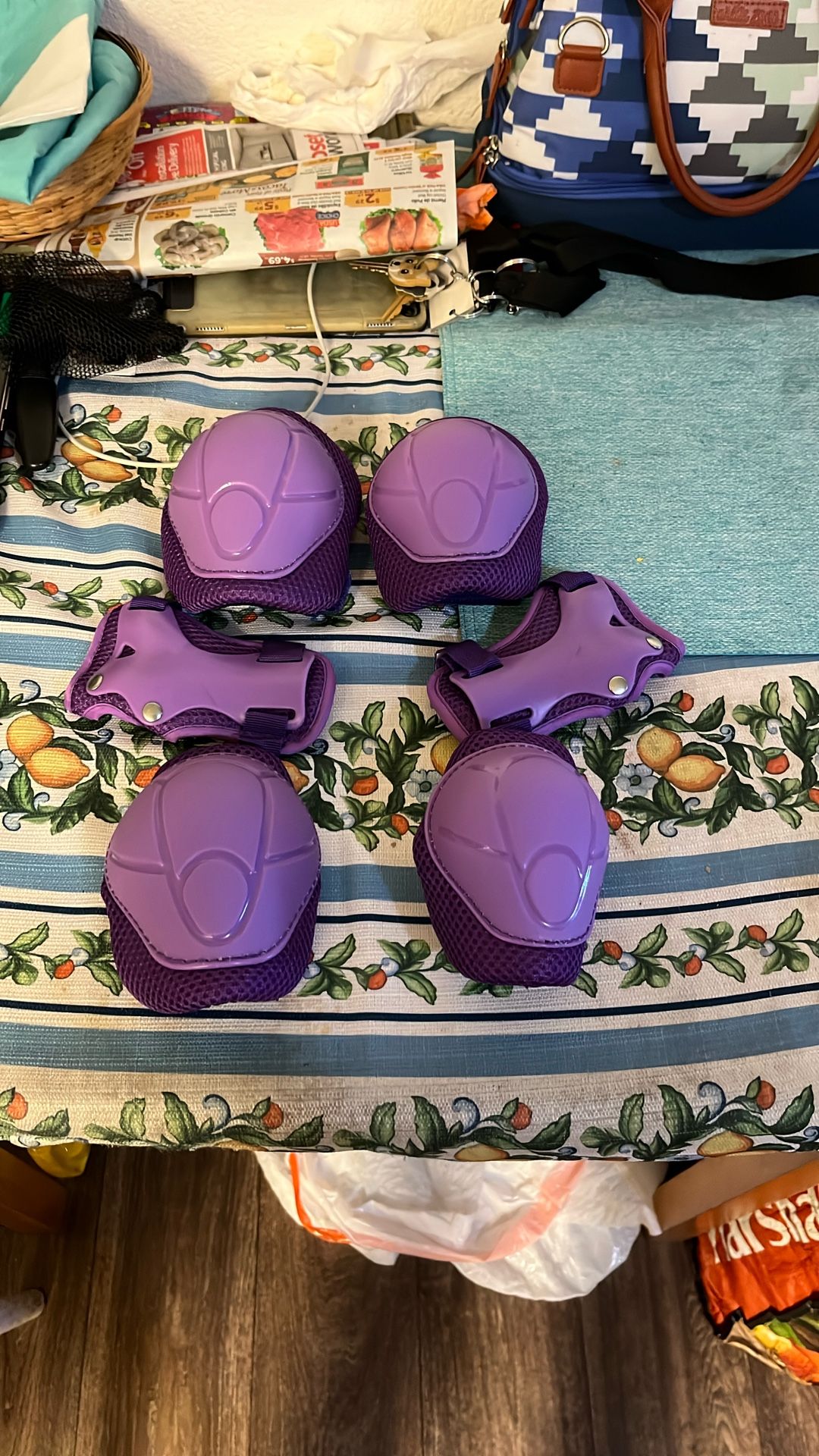 Knee pads, wrist guards, and elbow pads for protection during skating or other different games!