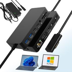 Dual HDMI+VGA Dock Works with Microsoft Surface Devices - 12-in-1 Triple Display Microsoft Surface Docking Station