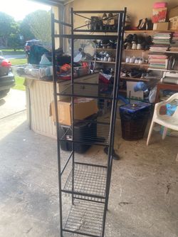 Tall Black Metal Wire Shelving Unit