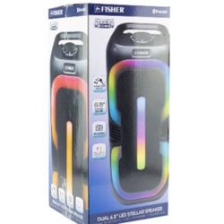 Fisher Dual 6.5" LED Flame Light Speaker - Black NEW