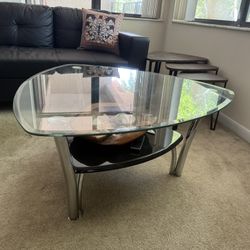Glass Coffee Table - Modern Triangle Shape 
