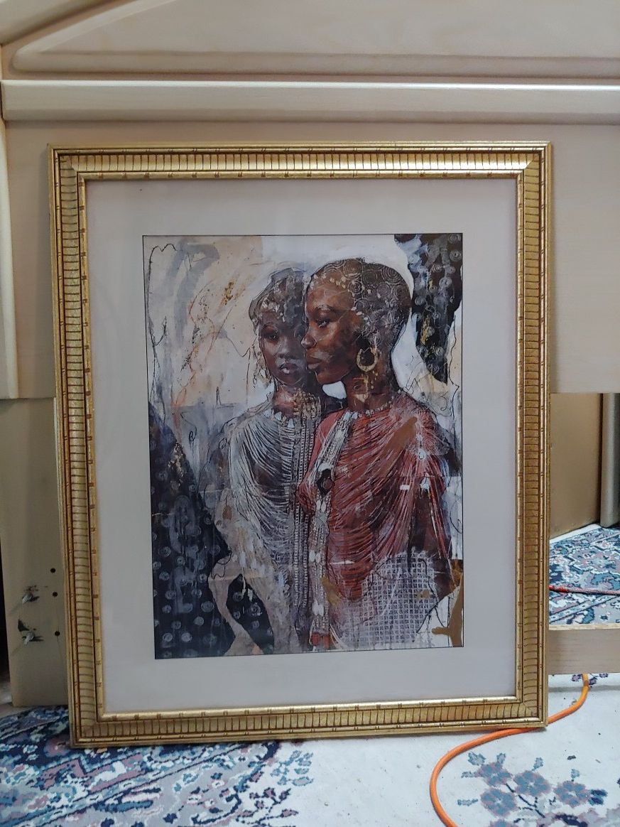 Marta Gottfried - We Are Sisters Lithograph Print Painting Framed Art - 18"x22"