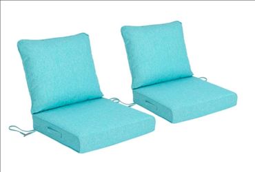 BPS 21x21 Inch Outdoor Deep Seat Cushion Set, Waterproof Patio Furniture Cushions with Adjustable Straps & Removable Cover for Patio, Deck, or Garden,
