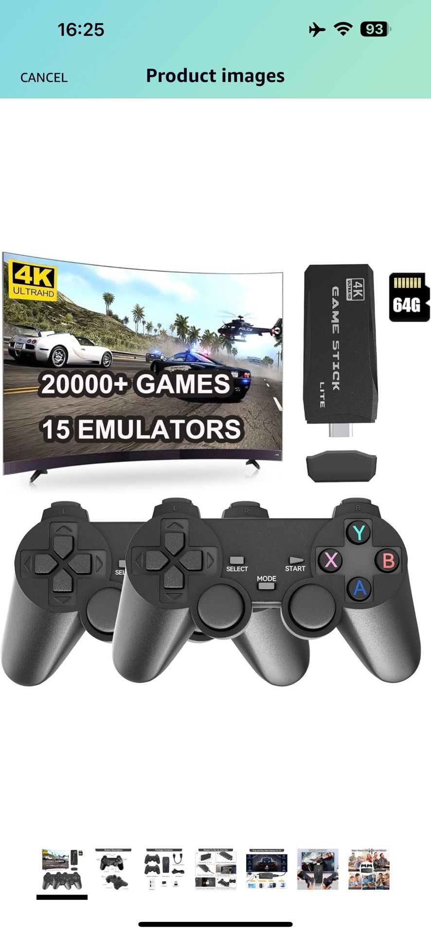 Wireless Retro Game Console Stick, 4K HDMI Output & Dual 2.4G Wireless Controllers with 20000+ Games, Plug & Play Video Game Console,Ideal Gift for Ga