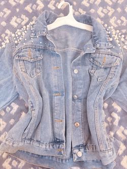 Brand New Pearl Embellished Denim Jacket - Size 3X