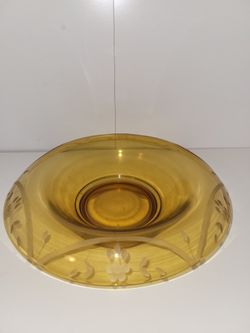 Vintage Amber Yellow Rolled Edge Console Bowl