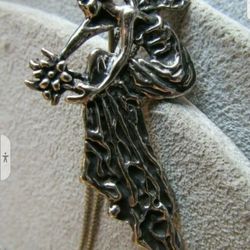 Antique/vintage Sterling Silver Fairy Pendant Necklace