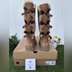 UGG Women  Bailey Bow Tall II Boot $250 Color: Chestnut size 8 NEW  Bestseller