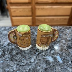 Vintage Mid century, plastic and leather, salt pepper shakers.  Brand New Never Used 
