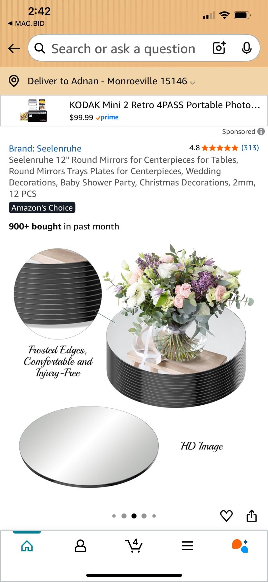 Seelenruhe 12" Round Mirrors for Centerpieces for Tables, Round Mirrors Trays Plates for Centerpieces, Wedding Decorations, Baby Shower Party, Christm