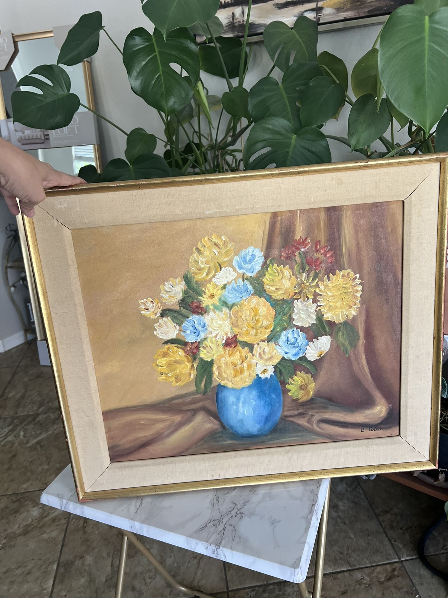 Beautiful Vintage Modern Floral Bouquet Painting Signed