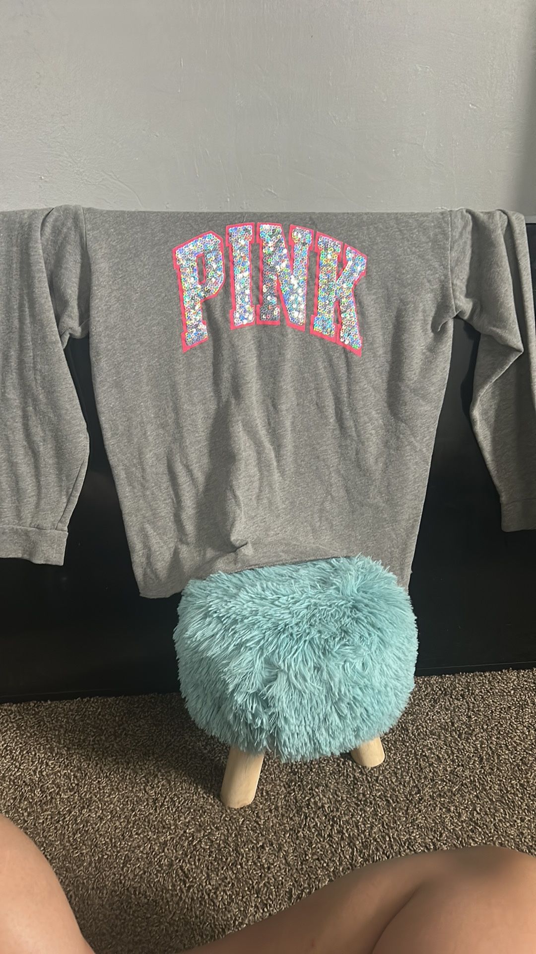 VS Pink Sweatshirt With Sparkle Accent Letters Size M