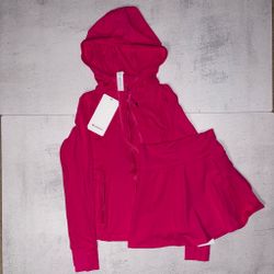 Lululemon Pink Zip-Up Hoodie and Skirt Set