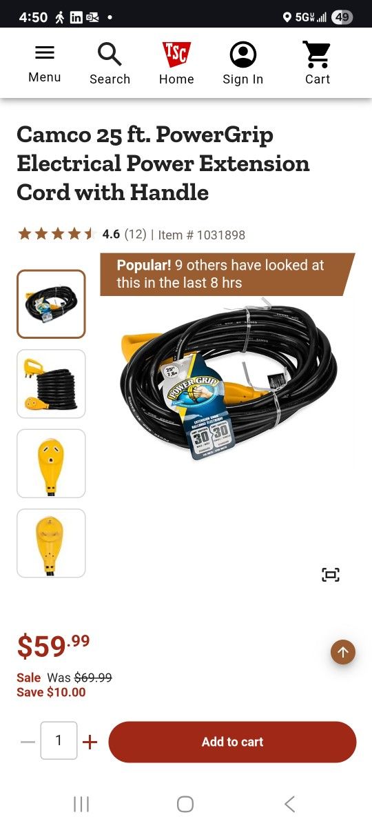 RV Extension Cord Camco 25'