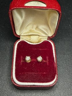Vintage 14K Yellow Gold Diamond Stud Earrings – Small Pair