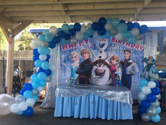 Party frozen ❄️decorations tents draping chairs table heaters