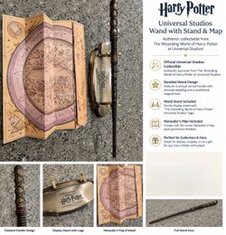 Harty Potter Universal Studios Wand with Stand & Map Authentic collectable