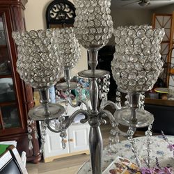 5 Arm Crystal Candelabra Centerpieces