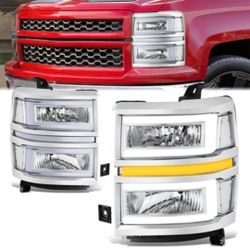 14-15 Chevrolet Silverado LED DRL Headlights Luces Micas Calaveras Faros Faroles Focos Headlamps Chevy 
