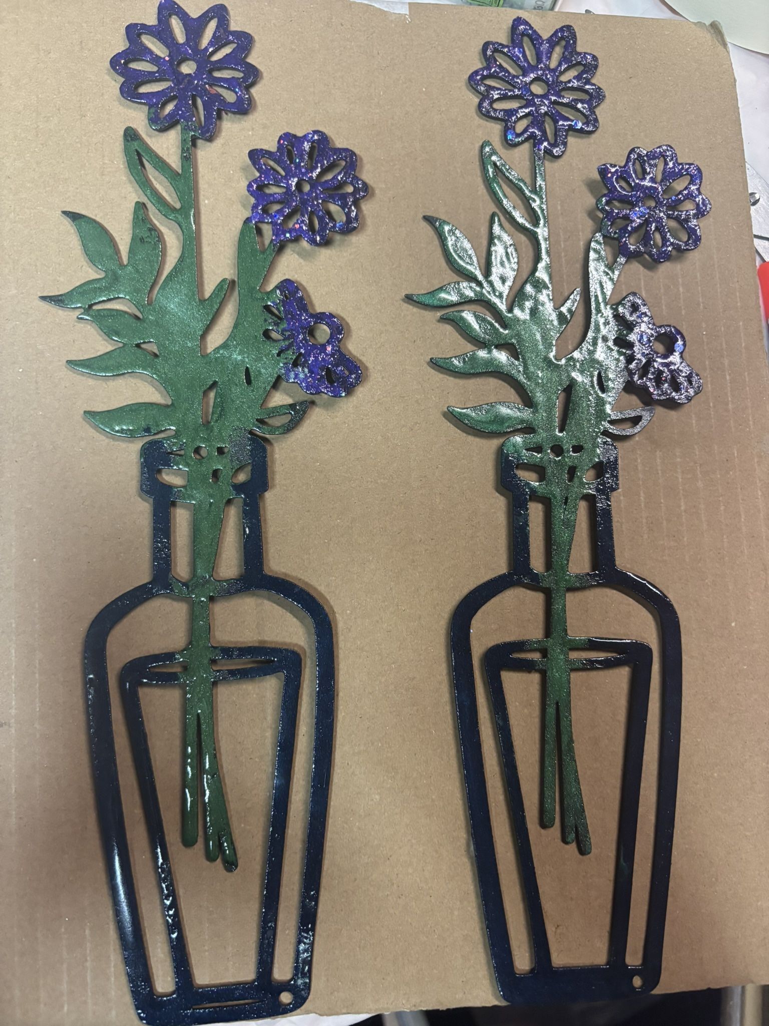 Metal Flowers In Vase Wall Decor