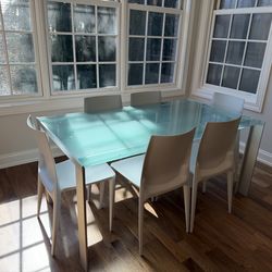 Modern Glass Dining Table - Design Within Reach - Seats 6 - 63” - Includes 6 Chairs