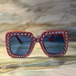 Red Rim Blue Shade Sunglasses 