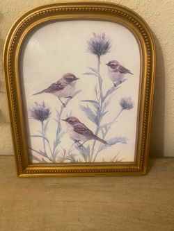 Framed Bird and Thistle Wall Art Print