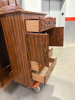 Wooden Armoire with Drawers and Cabinet
