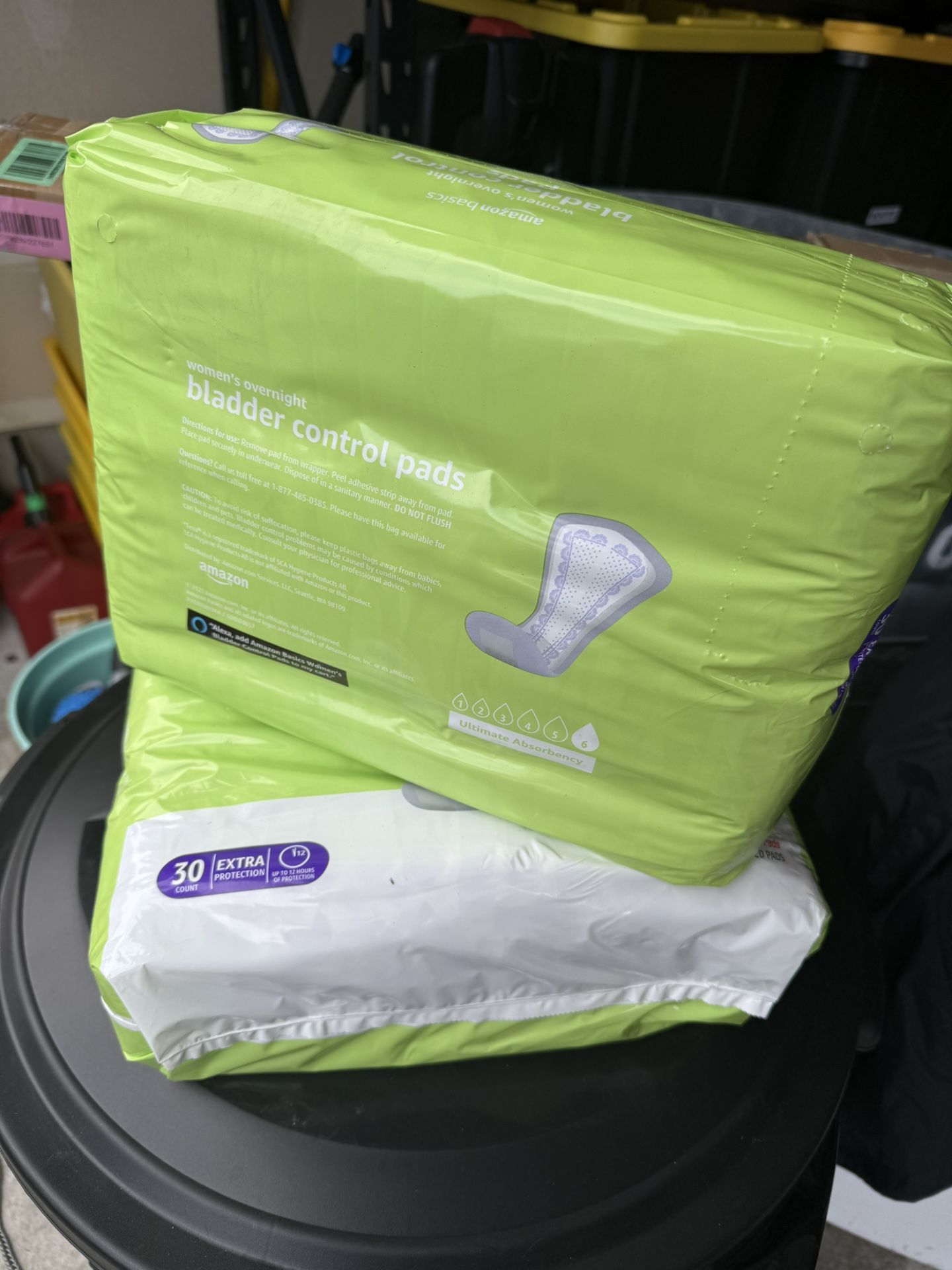 Amazon Basics Incontinence Pads for Women, Bladder Control, Postpartum, Overnight Absorbency, Unscented, 60 Count (2 Packs of 30) Overnight 60