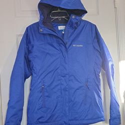 Columbia Sportswear Company Size S Insulation Hooded Rain Jacket Women's Blue Top Pine