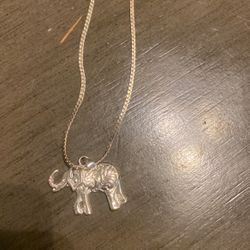 Sterling Silver Elephant Pendant On Sterling Silver Chain