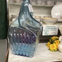 Vintage 1970s Blue Glass 5 Gallon Arrowhead Water Sculptured Jug