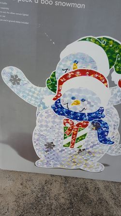 Christmas holography snow man with light
