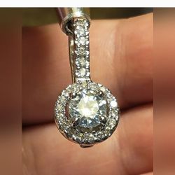 1.21 Ct Vvs1:= BLUE WHITE ROUND CUT MOISSANITE DIAMOND 925 HALO SILVER P