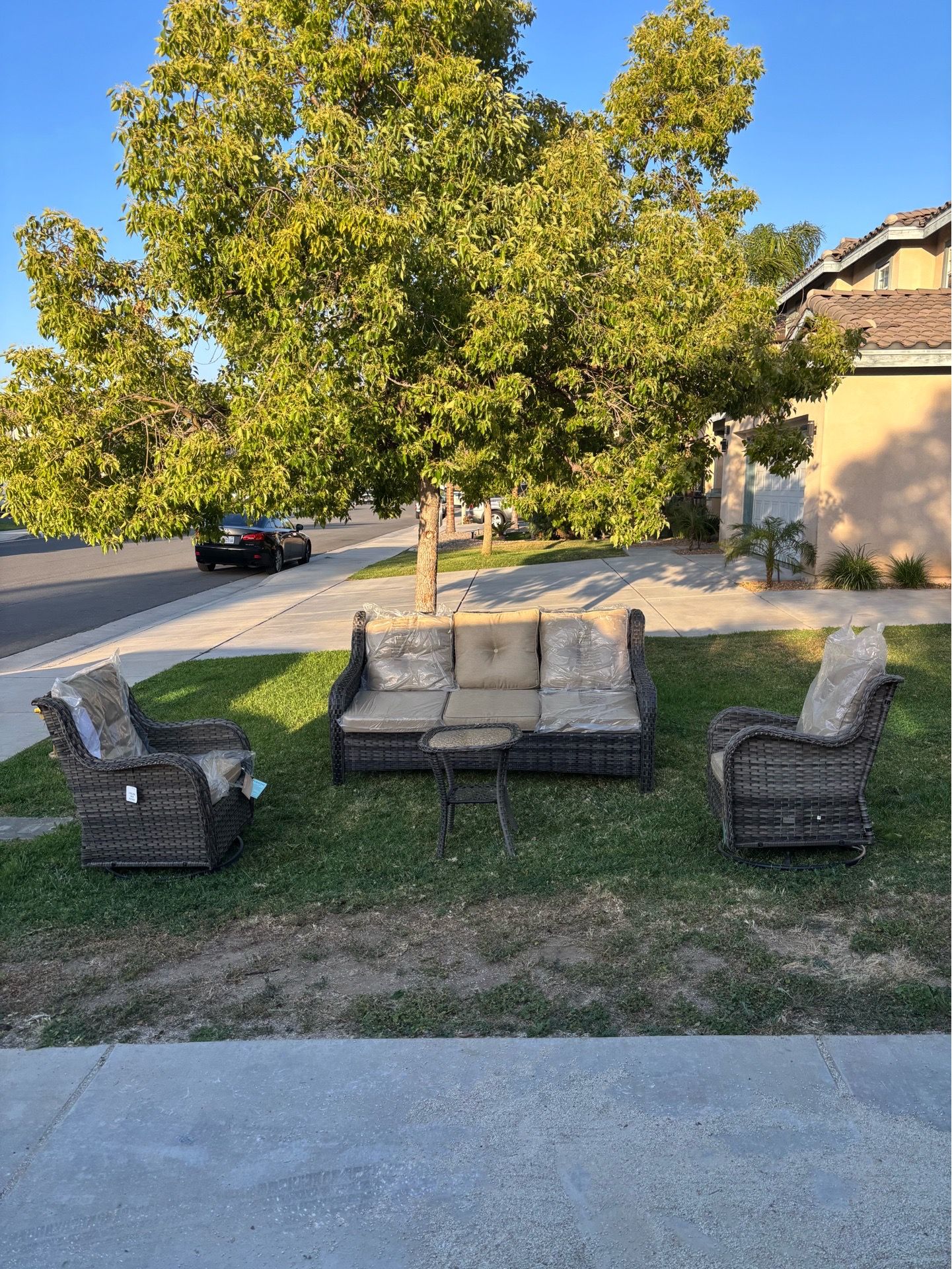 5 seater outdoor patio furniture couch set swivel rocking chair set