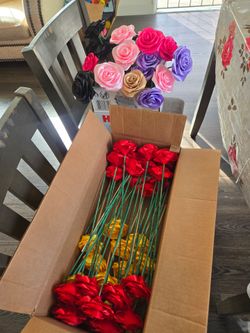 Artificial Satin Roses Bulk Lot