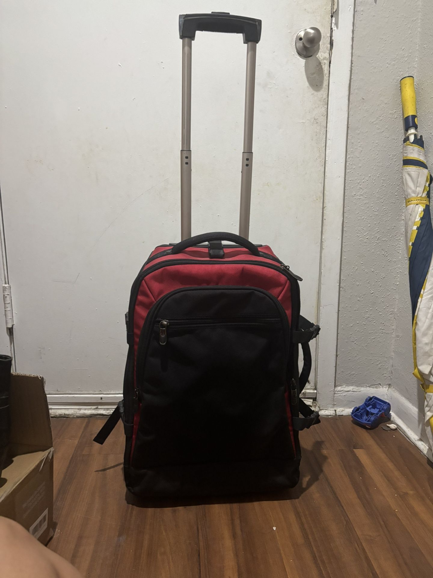 Cordura Ballistic Red and Black Rolling Suitcase