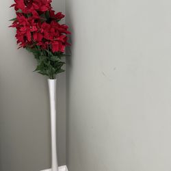 White, Black Glass Slim Flower Vase