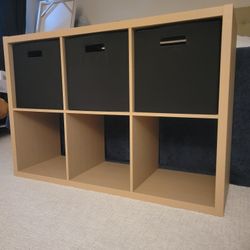 6-Cube Storage Organizer with 3 Bins – Excellent Condition
