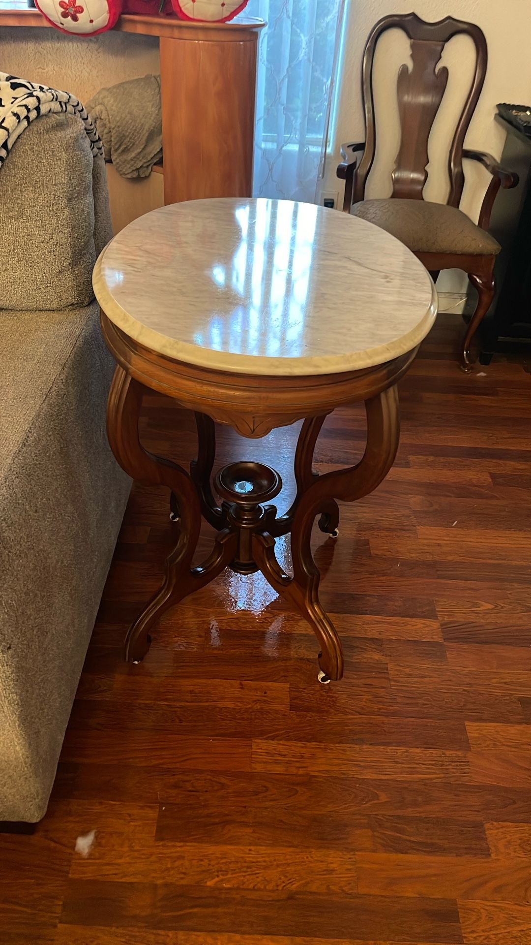 Marble And Wood Accent Table Vintage