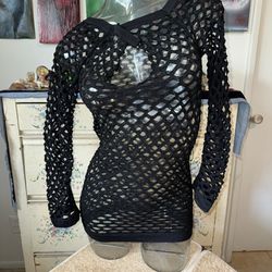 Fishnet Long Sleeve Dress 