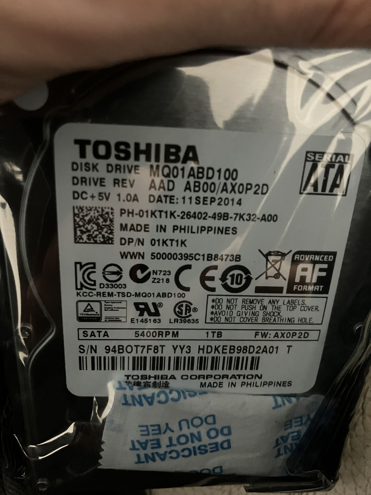 Toshiba 1TB Hard Drive