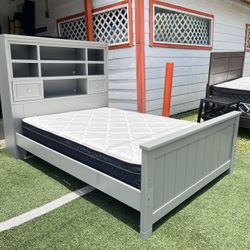 Full Bed Frame with shelves