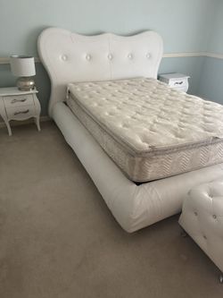 Contemporary Italian Leather Queen Bed