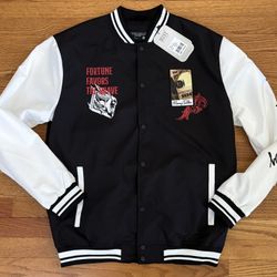 Seven Souls Varsity Jacket Men’s XL Snap Button Graphic “Fortune Favors” New