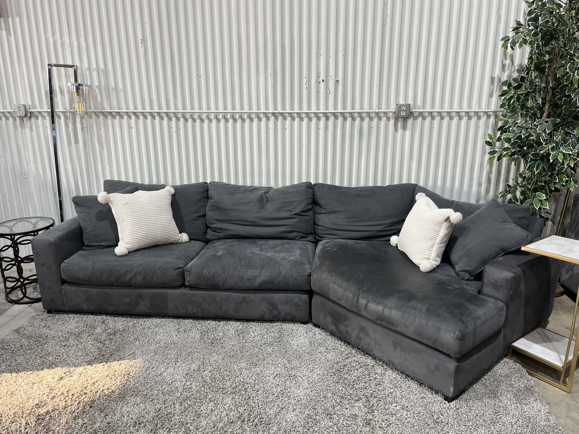 Room & Board Sectional Sofa Couch - Gray Suede - Cuddle Corner Chaise - 2pcs - Delivery Available