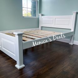 Queen Solid Wood Bed Frame $400