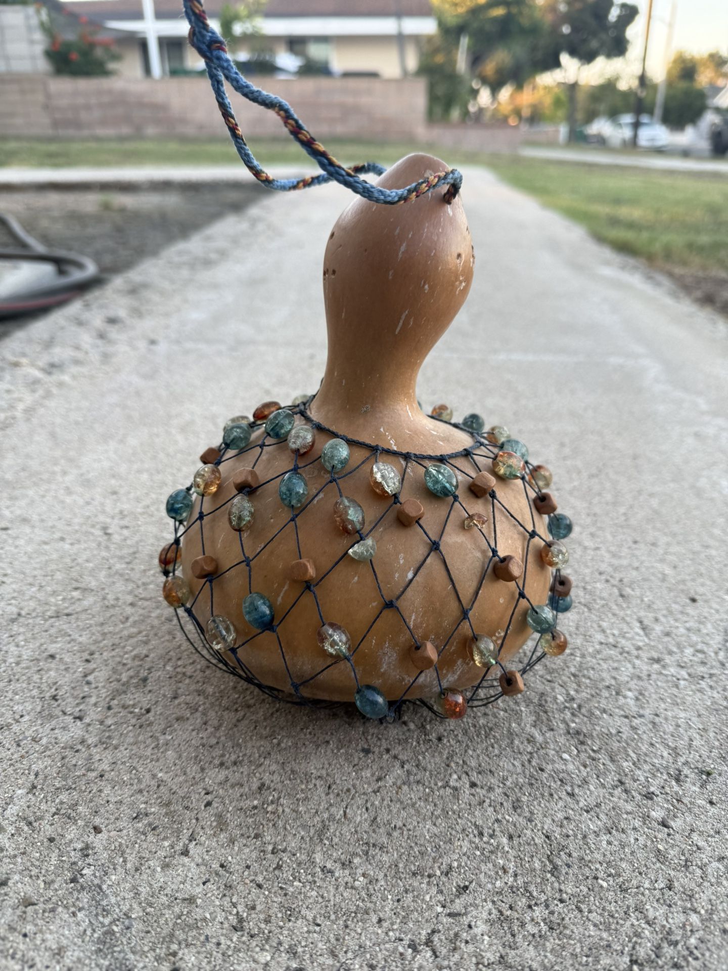 Handmade Calabash Gourd Shekere: West African Musical Instrument