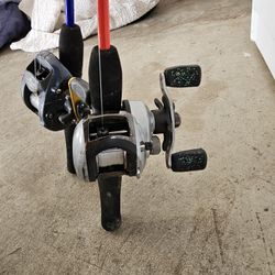 2 Fishing Pull With Reels Ready To Fishing