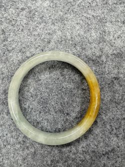 Natural Jadeite Bangle - Icy Green and Yellow Bi-Color